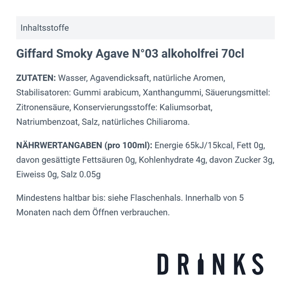 Giffard Smoky Agave N°03 alkoholfrei 70cl