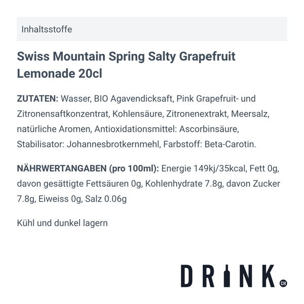 Swiss Mountain Spring Salty Grapefruit Lemonade 20cl, 4er-Pack