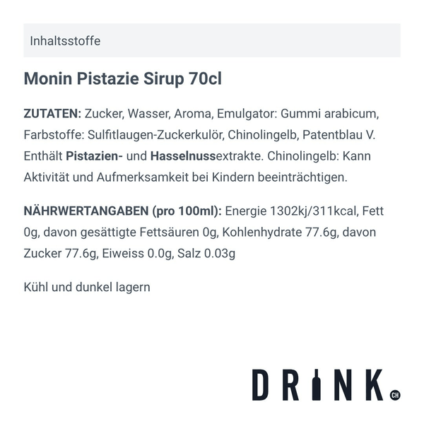 Monin Pistazie Sirup 70cl
