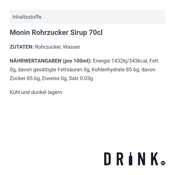 Monin Rohrzucker Sirup 70cl