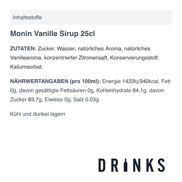Sirop Vanille - Monin 25cl