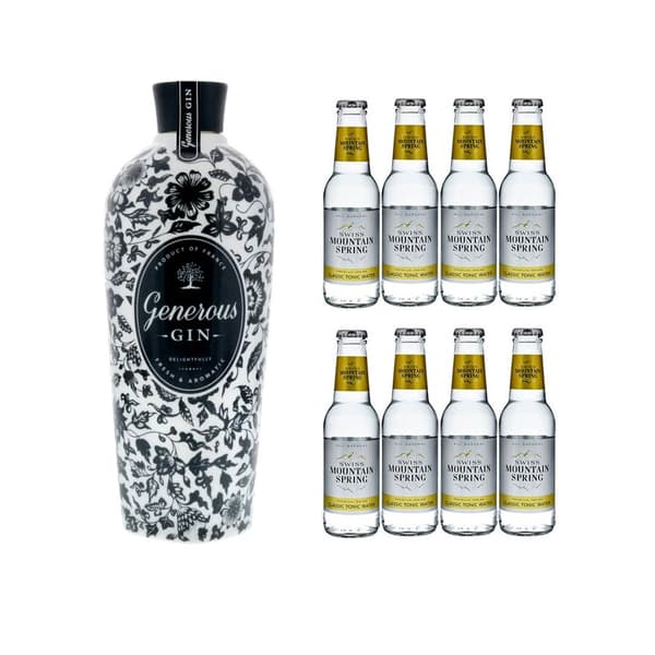 Generous Gin 70cl mit 8x Swiss Mountain Spring Classic Tonic Water