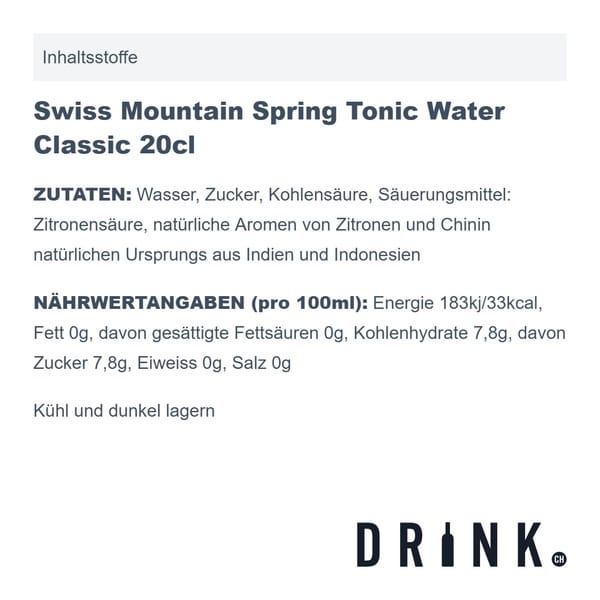 Gin 6317 50cl avec 8x Swiss Mountain Spring Classic Tonic Water