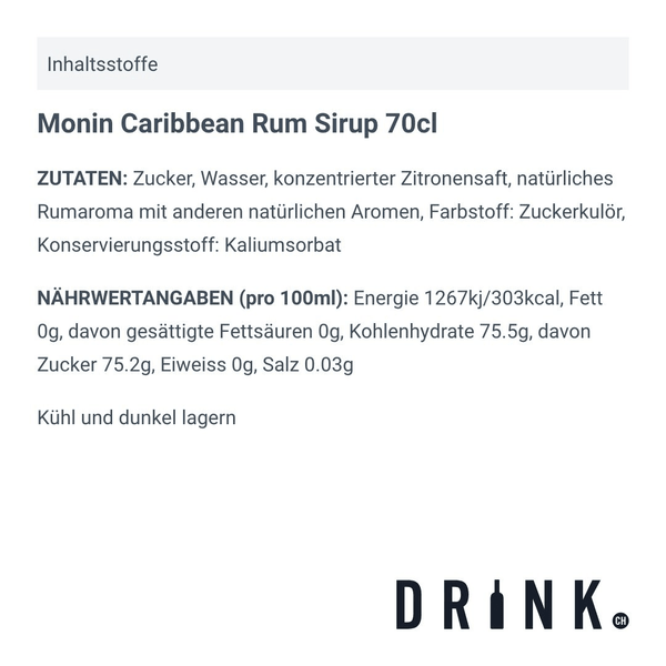Monin Caribbean Rum Sirup 70cl