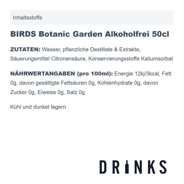 BIRDS Botanic Garden Sans Alcool 50cl