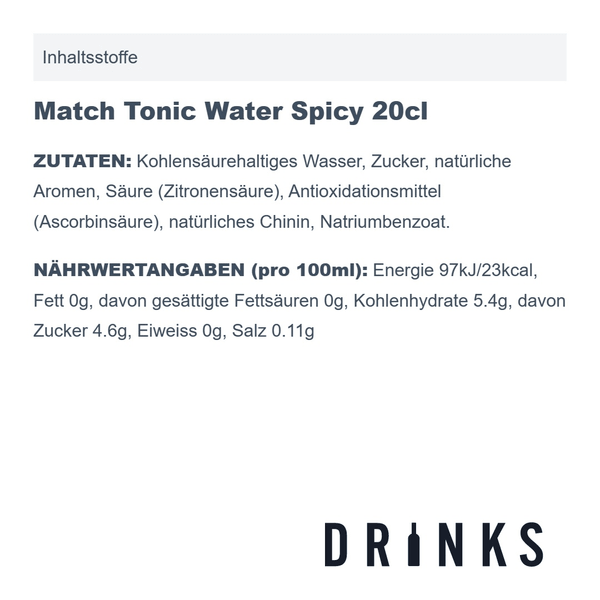 Match Tonic Water Spicy 20cl Pack de 4