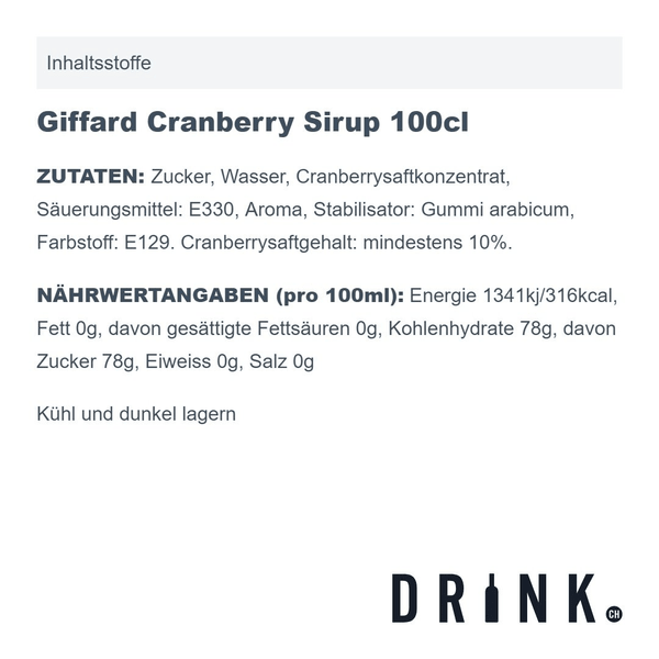 Giffard Cranberry Sirup 100cl