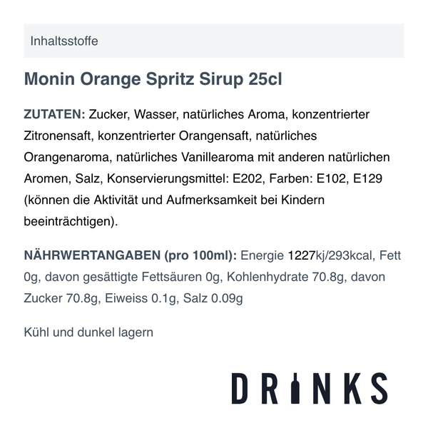 Monin Orange Spritz Sirup 25cl
