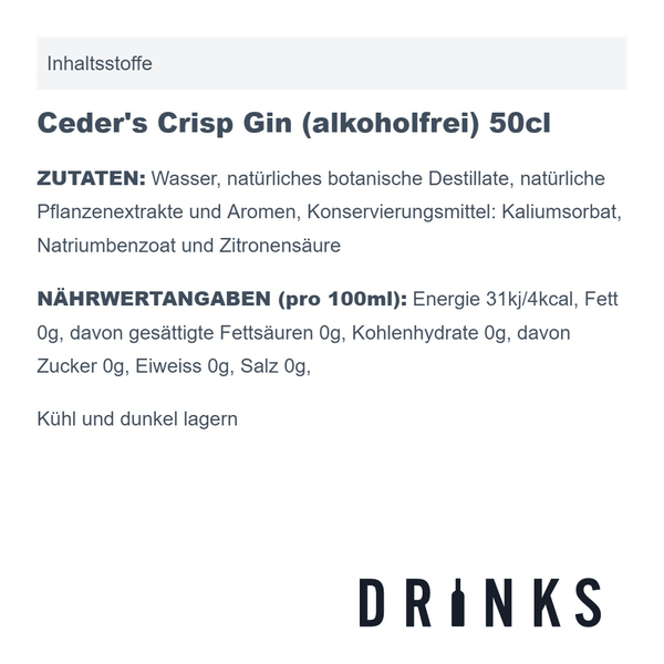 Ceder's Crisp Gin (alkoholfrei) 50cl