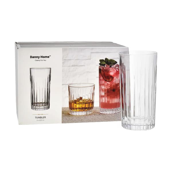 Danny Home Classic Tall Tumbler Cocktail Glas 42cl, 6er-Pack